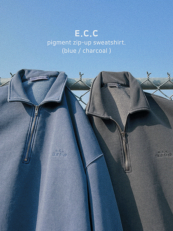 *(2nd Act) ECC 피그먼트 하프집업 맨투맨(2colors)
